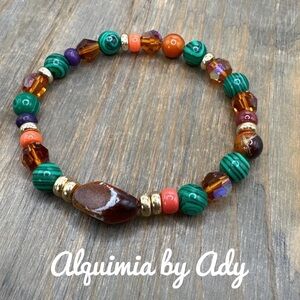 Malachite beaded STATEMENT BOHO Bracelet